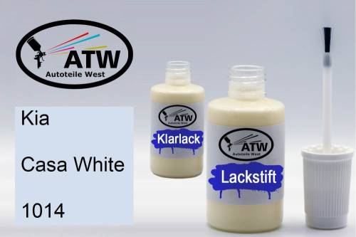 Kia, Casa White, 1014: 20ml Lackstift + 20ml Klarlack - Set, von ATW Autoteile West.